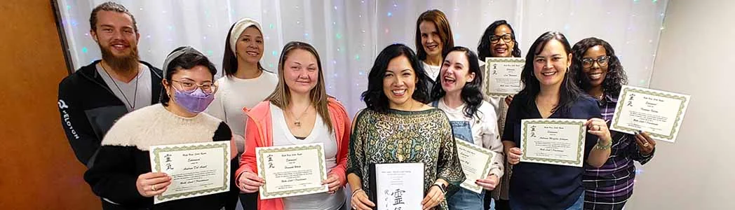 Reiki Classes Training Certification Usui Karuna Practitioner Master In-Person Online Lisa Kevin Foresman Enlumnia Dallas TX